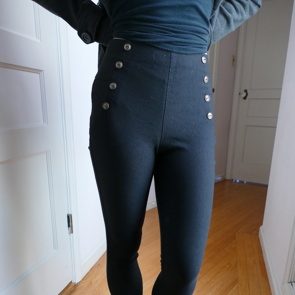 Black Leggings with Button Detailing